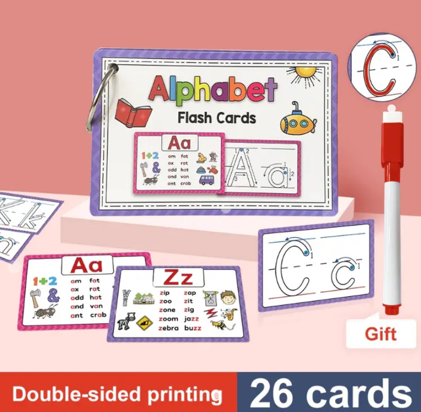 26 Alphabet Phonics CVC Words Learn Flash Cards
