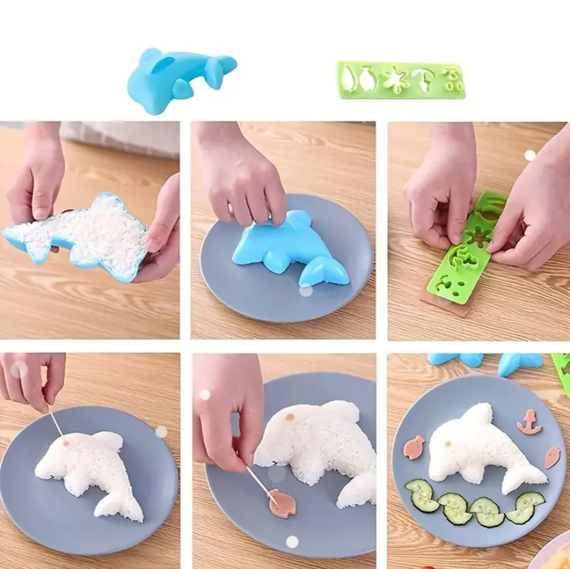 Rice mold set - bunny, dolphin, flower shapes