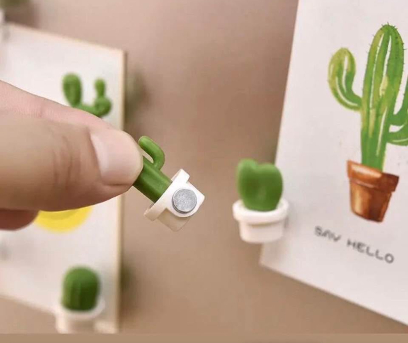 6pcs Cute Resin Cactus Magnetic Fridge Stickers - Kitchen Decor