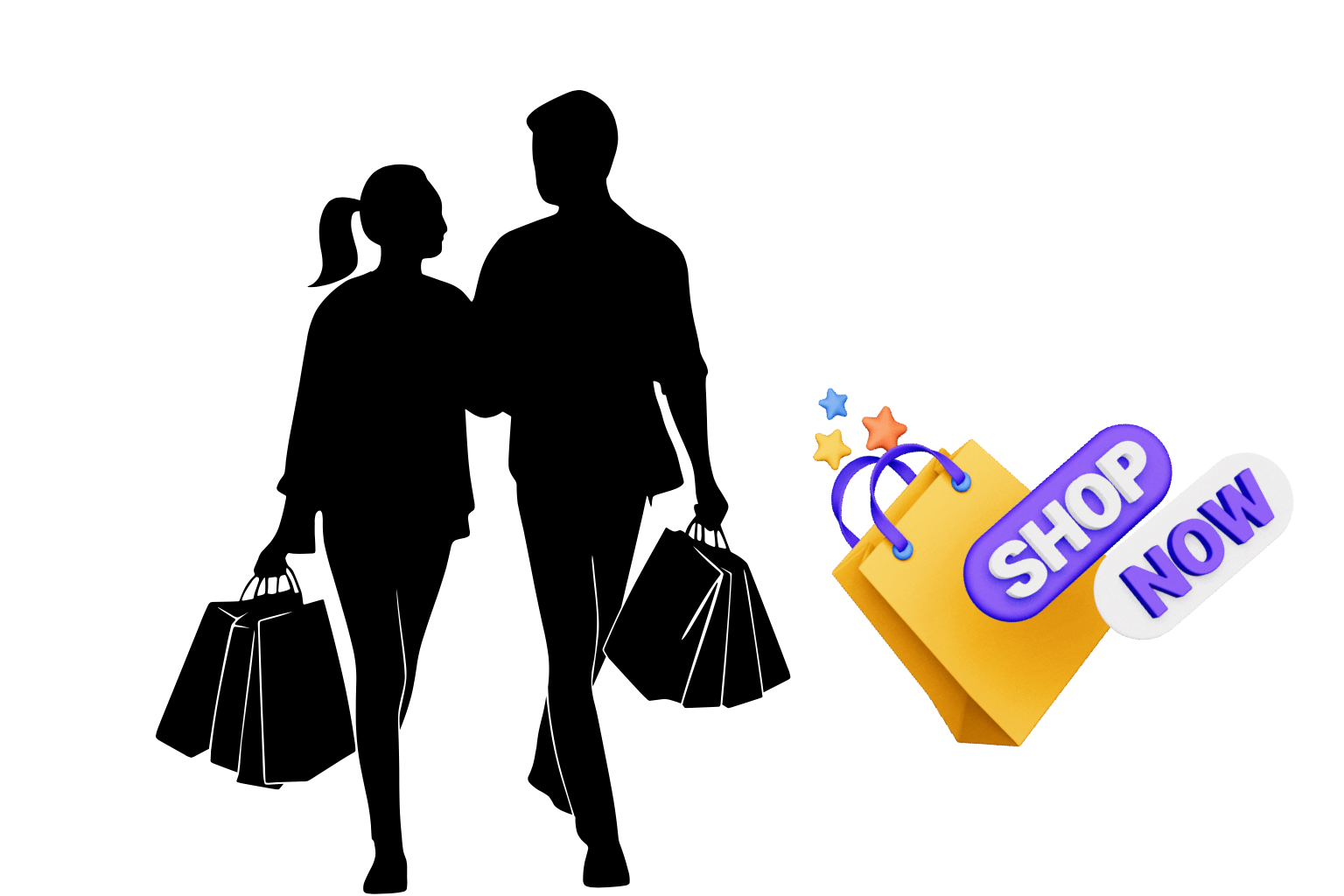 Happy Family with Shopping Cart